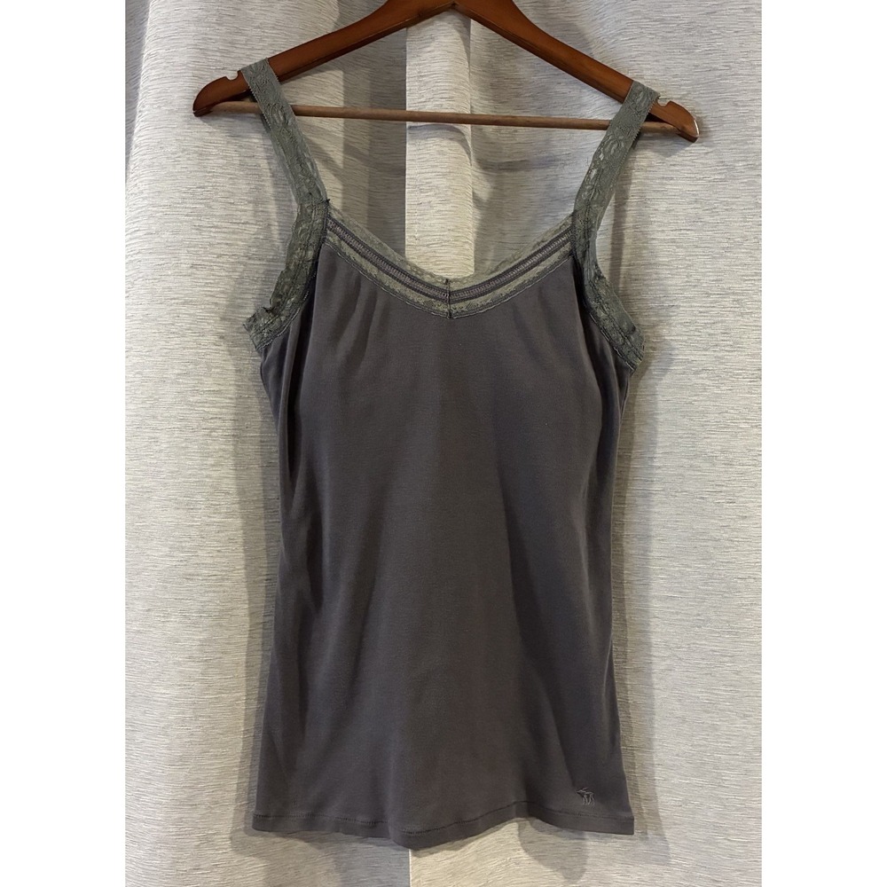 Y2K Abercrombie & Fitch Vtg Gray Lace Trim Tank Top Bella Swan Sz‎ L